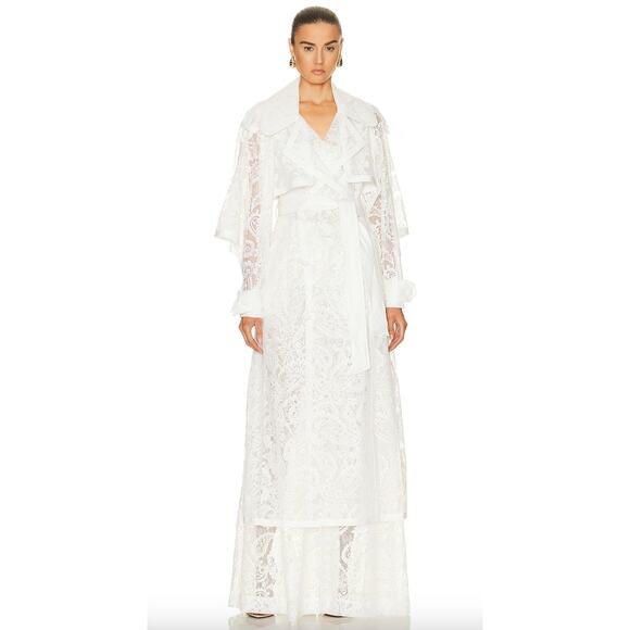 Zimmermann Wonderland Lace Trench Coat Ivory - Picture 1 of 9